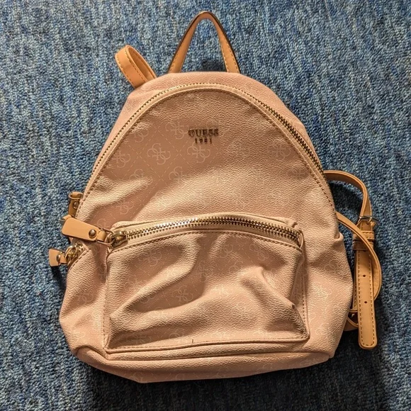 GUESS Blush Pink Monogram Mini Backpack KAMINA Mini backpack with quilted look brand GUESS  main image 2